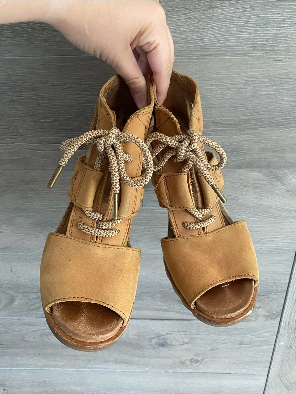 Sorel Joanie Leather Lace Up Wedge Sandals